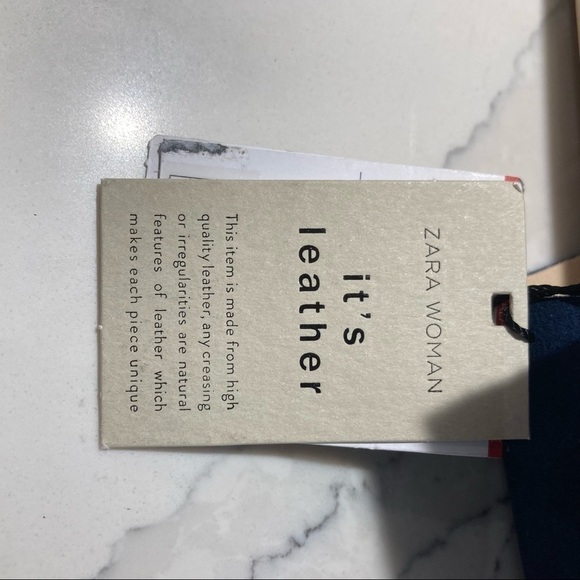 ZARA WOMAN Sz 38 Leather  Dark Blue 2.5” Platform Slip On Espadrille NWT - Picture 8 of 11